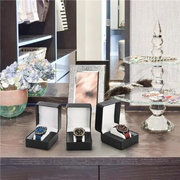 Watch Gift Box Set of 6 PU Leather Single Storage Case Travel Display for Men - Picture 2 of 8